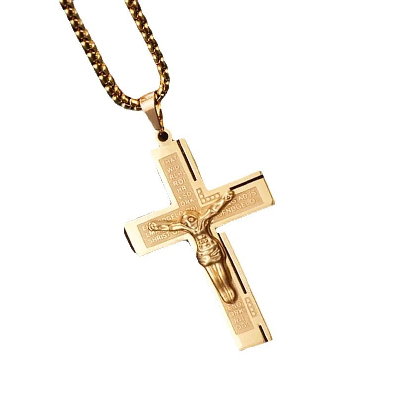 Fashion Titanium Steel Corrosion Cross Pendant Necklace