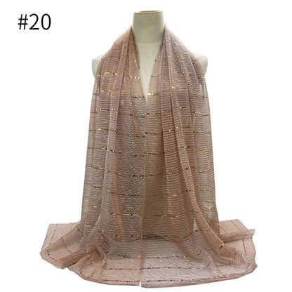 Spring And Summer Women's Bag Scarf Thin Breathable Solid Color Crumpled Panel Pressing Polyester Scarf