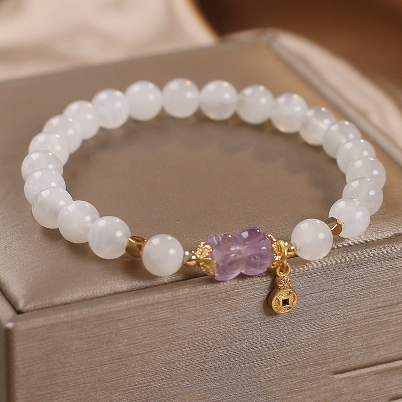 Money Drawing And Luck Changing Ethnic Style Natural White Moonlight Bracelet