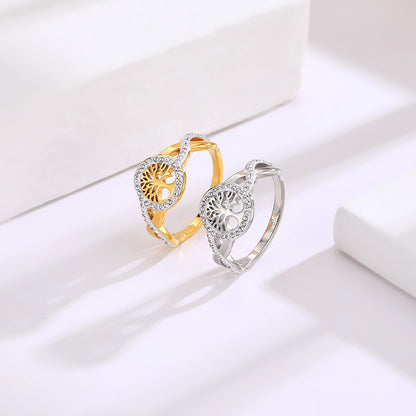 Lucky Tree Stainless Steel Hollow Color Retention Fashion European And American Style Popular Ring