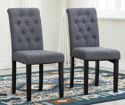 mcc direct Set of 2 Lined Fabric Dining Chairs With Solid Wooden Legs For Home & Commercial Restaurants