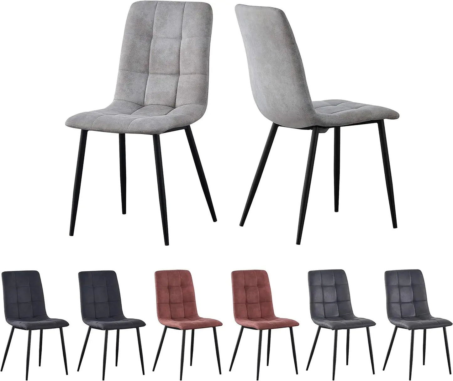Set of 2 Faux Matte Suede Leather Dining Chairs With metal Legs home& restaurants henri