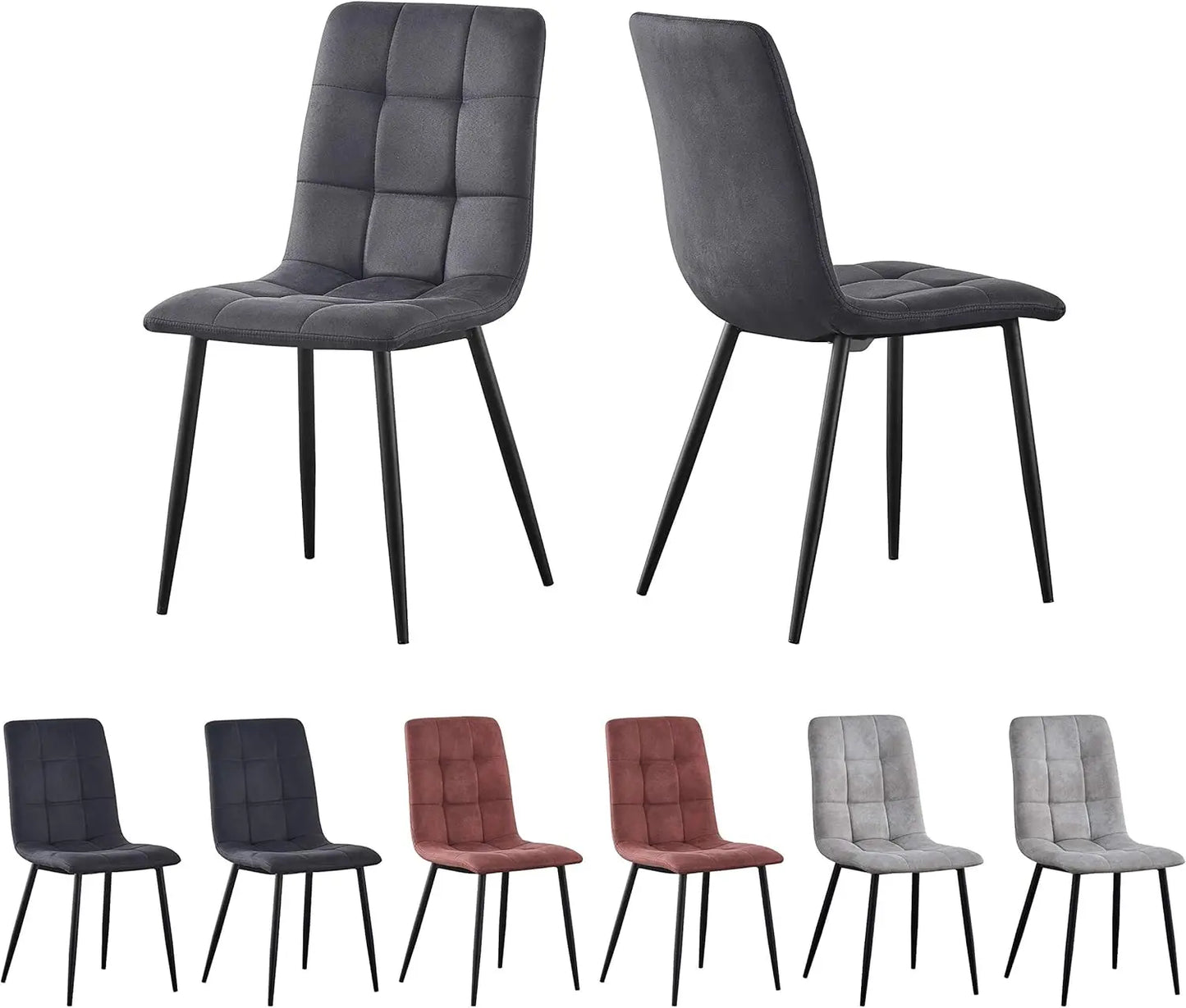 Set of 2 Faux Matte Suede Leather Dining Chairs With metal Legs home& restaurants henri