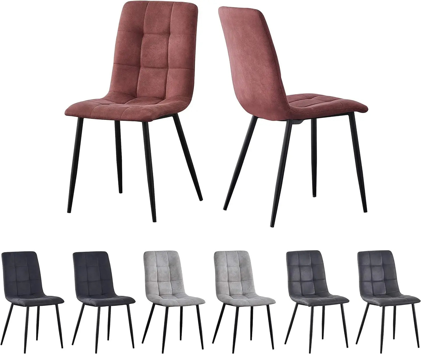 Set of 2 Faux Matte Suede Leather Dining Chairs With metal Legs home& restaurants henri