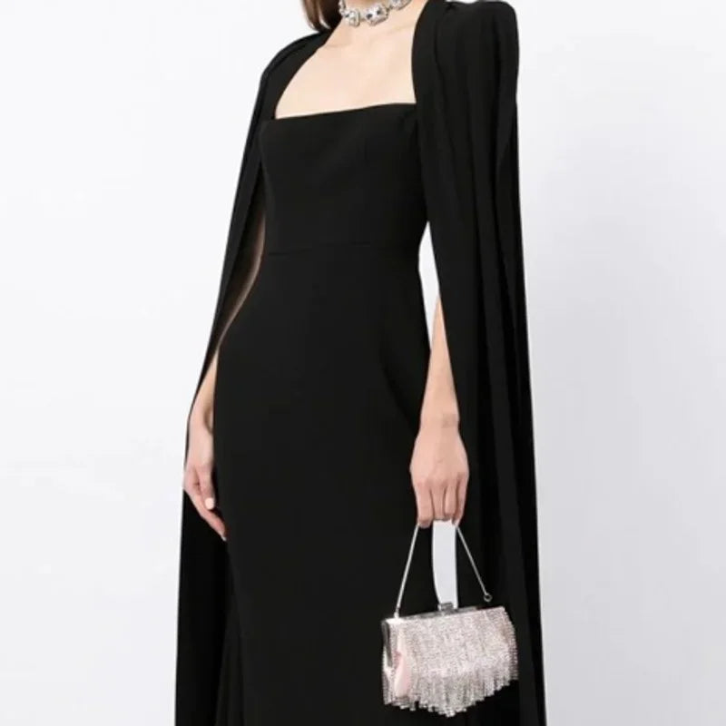 Mina Customized Women's Square Neck Evening Gown With Back Slit Wedding Guest Gown Special Occasion Gown Party Dress Ball Gowns