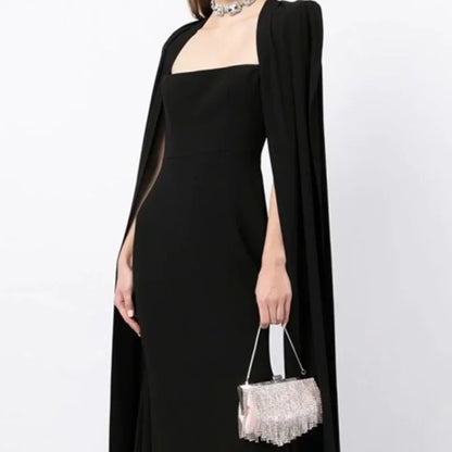 Mina Customized Women's Square Neck Evening Gown With Back Slit Wedding Guest Gown Special Occasion Gown Party Dress Ball Gowns