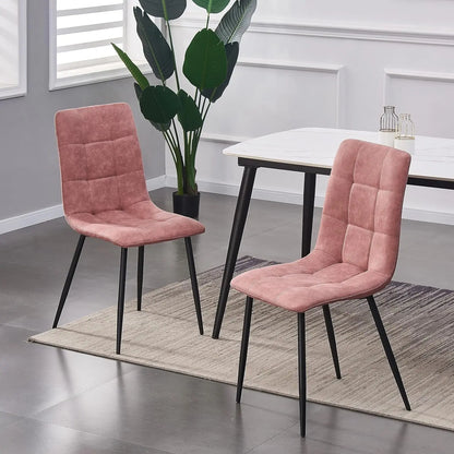 Set of 2 Faux Matte Suede Leather Dining Chairs With metal Legs home& restaurants henri