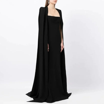 Mina Customized Women's Square Neck Evening Gown With Back Slit Wedding Guest Gown Special Occasion Gown Party Dress Ball Gowns