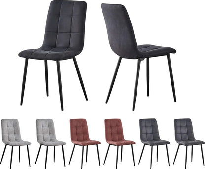 Set of 2 Faux Matte Suede Leather Dining Chairs With metal Legs home& restaurants henri