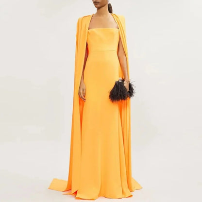 Mina Customized Women's Square Neck Evening Gown With Back Slit Wedding Guest Gown Special Occasion Gown Party Dress Ball Gowns