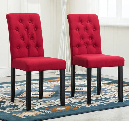 mcc direct Set of 2 Lined Fabric Dining Chairs With Solid Wooden Legs For Home & Commercial Restaurants