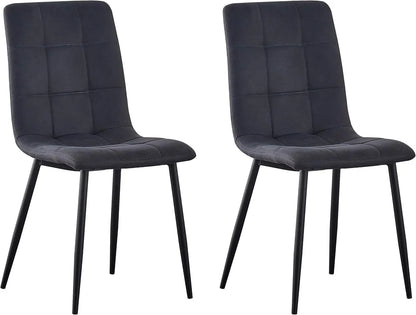 Set of 2 Faux Matte Suede Leather Dining Chairs With metal Legs home& restaurants henri