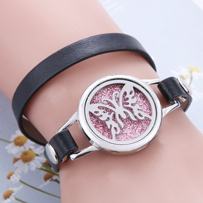 Tree of Life Aromatherapy Jewelry Essential Oil Diffuser Locket Leather Bracelet Magnet Stainless Steel Perfume Aroma Bracelet