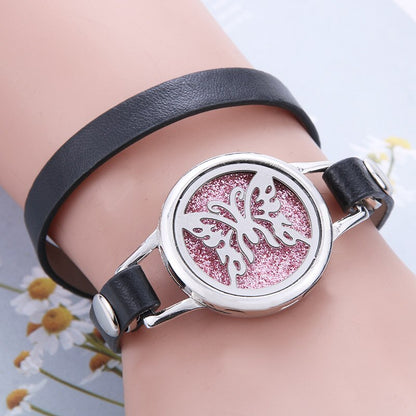 Tree of Life Aromatherapy Jewelry Essential Oil Diffuser Locket Leather Bracelet Magnet Stainless Steel Perfume Aroma Bracelet