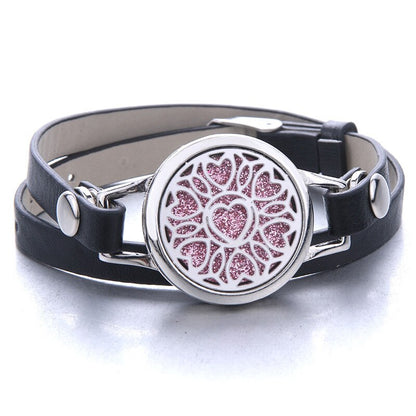 Tree of Life Aromatherapy Jewelry Essential Oil Diffuser Locket Leather Bracelet Magnet Stainless Steel Perfume Aroma Bracelet