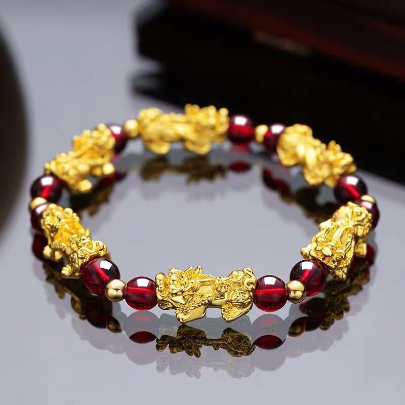 Feng Shui Men's Lucky Prayer Beads Bracelet for Men Women Wristband Gold Color Pixiu Wealth and Good Luck Changing Bracelets