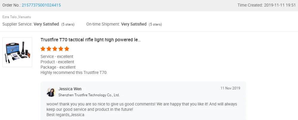 Trustfire T70 Hunting Flashlight 18650 2300lm LED Torch Ultra Powerful Rechargeable Light Tactical Camping Lamp