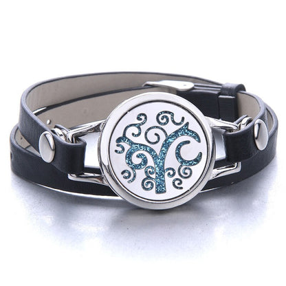 Tree of Life Aromatherapy Jewelry Essential Oil Diffuser Locket Leather Bracelet Magnet Stainless Steel Perfume Aroma Bracelet