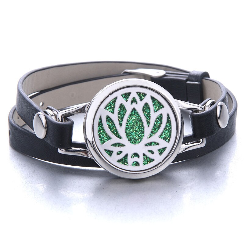 Tree of Life Aromatherapy Jewelry Essential Oil Diffuser Locket Leather Bracelet Magnet Stainless Steel Perfume Aroma Bracelet