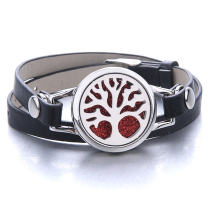 Tree of Life Aromatherapy Jewelry Essential Oil Diffuser Locket Leather Bracelet Magnet Stainless Steel Perfume Aroma Bracelet