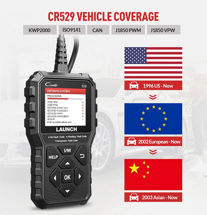 LAUNCH Creader 529 OBD2 Scanner Automotive Diagnostic Tool OBDII Code Reader Fault Code Read OBD Scan DIY Code Reader CR529