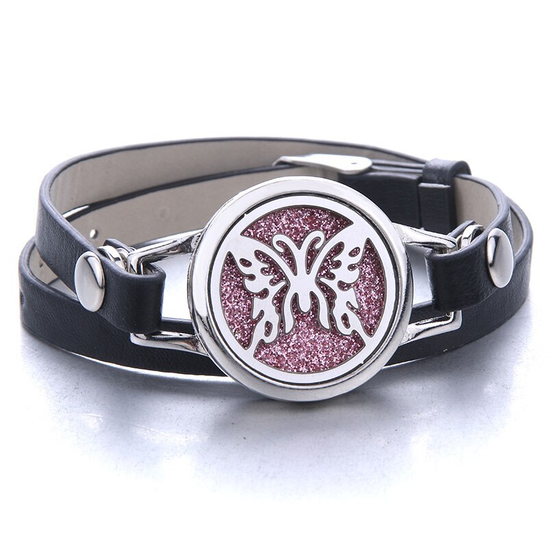 Tree of Life Aromatherapy Jewelry Essential Oil Diffuser Locket Leather Bracelet Magnet Stainless Steel Perfume Aroma Bracelet