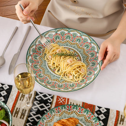 vancasso 16/32/48-PCS Ceremic Plate Porcelain Dinnerware Set Bohemian Mandala Patterned with Dinner Plate,Dessert Plate,Bowl,Mug