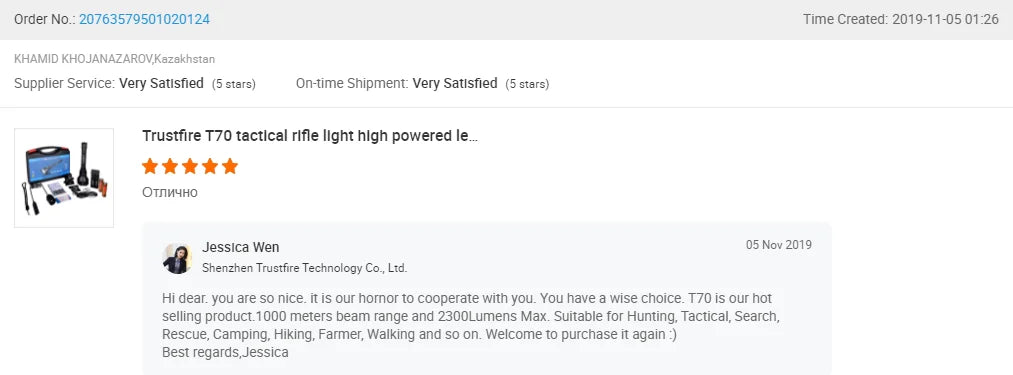 Trustfire T70 Hunting Flashlight 18650 2300lm LED Torch Ultra Powerful Rechargeable Light Tactical Camping Lamp