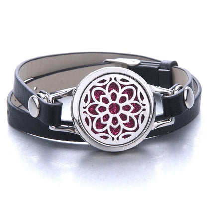 Tree of Life Aromatherapy Jewelry Essential Oil Diffuser Locket Leather Bracelet Magnet Stainless Steel Perfume Aroma Bracelet