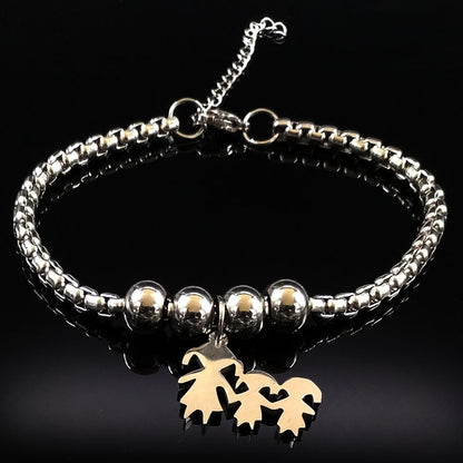 Mother Daughter Stainless Steel Bracelet for Women Stainless Steel Mother Bracelet Jewelry pulseira feminina B1944-1S01