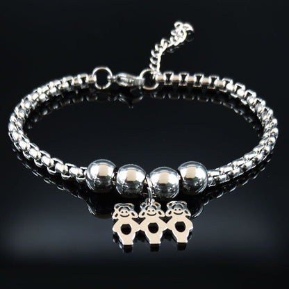 Mother Daughter Stainless Steel Bracelet for Women Stainless Steel Mother Bracelet Jewelry pulseira feminina B1944-1S01