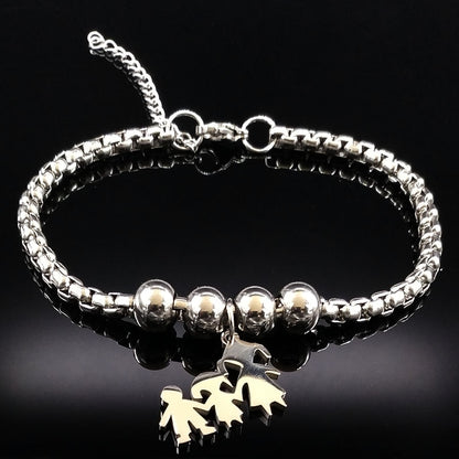 Mother Daughter Stainless Steel Bracelet for Women Stainless Steel Mother Bracelet Jewelry pulseira feminina B1944-1S01