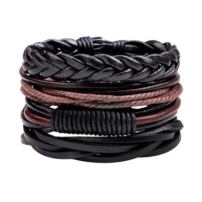 Pack of 4 Bracelets Leather Braided Bangle Hand Jewelry Party Fashion Stylish Casual Portable Personalized Gift Wristband