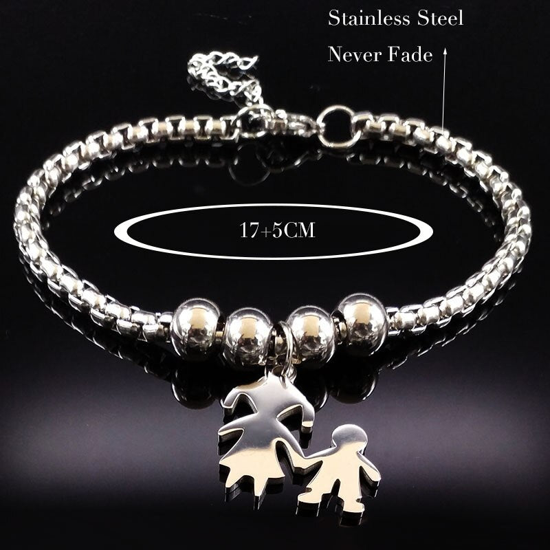 Mother Daughter Stainless Steel Bracelet for Women Stainless Steel Mother Bracelet Jewelry pulseira feminina B1944-1S01