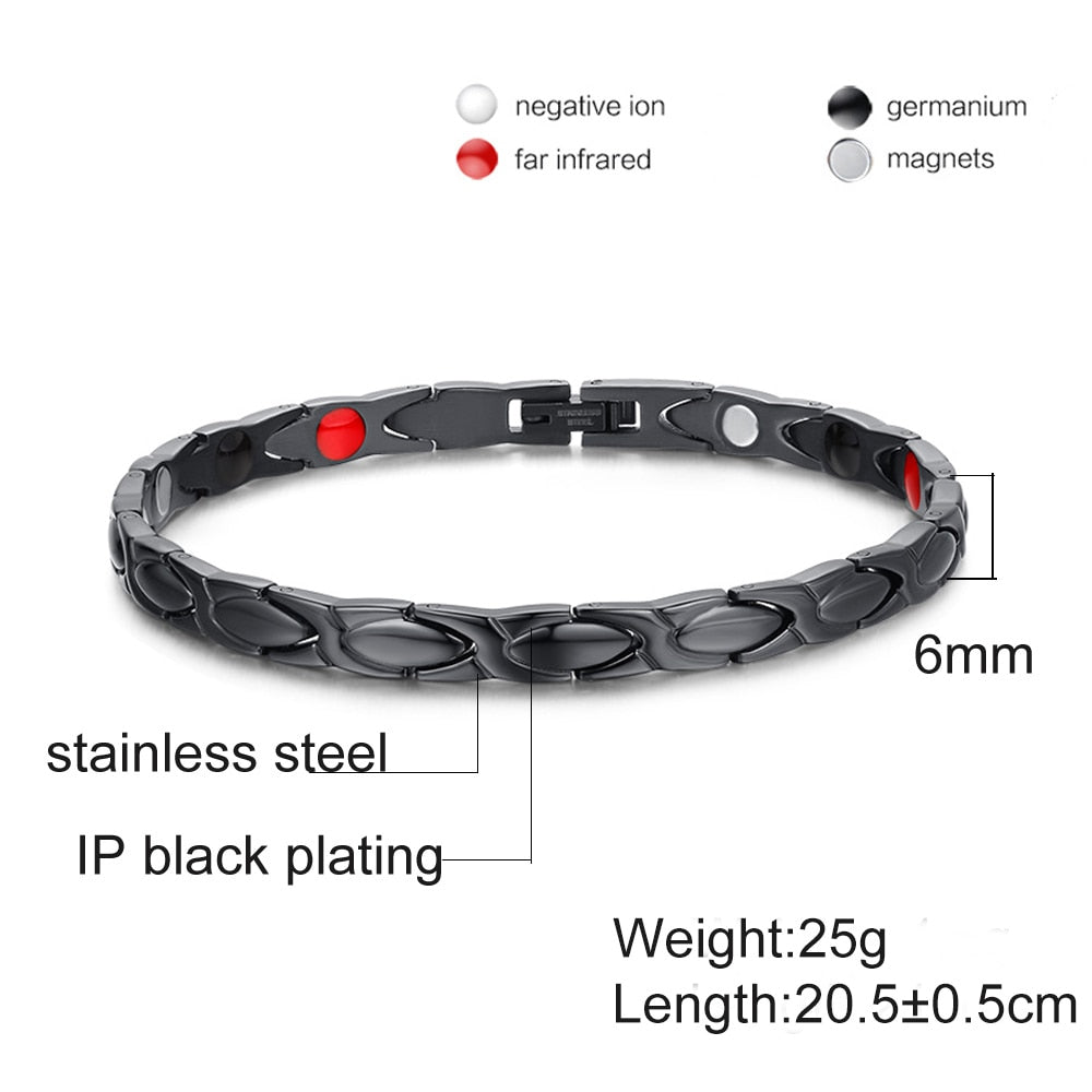 Vinterly Health Magnetic Bracelets for Women Cross Energy Steel Magnetic Bracelet WomenGold Chain Stainless Steel Bracelet Femme