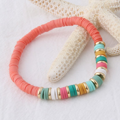 NeeFu WoFu bead Bracelet Bohemian Soft pottery Bracelets For Women Nationality stainless steel Bracelet Beach Colorful Jewelry