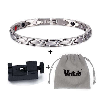 Vinterly Health Magnetic Bracelets for Women Cross Energy Steel Magnetic Bracelet WomenGold Chain Stainless Steel Bracelet Femme