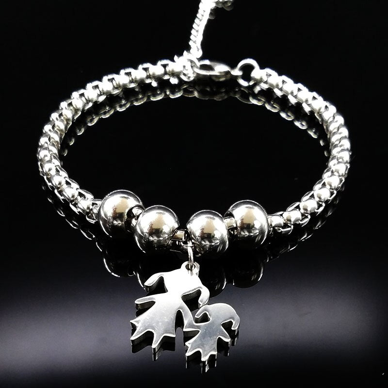 Mother Daughter Stainless Steel Bracelet for Women Stainless Steel Mother Bracelet Jewelry pulseira feminina B1944-1S01