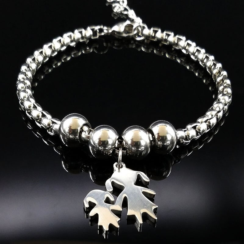 Mother Daughter Stainless Steel Bracelet for Women Stainless Steel Mother Bracelet Jewelry pulseira feminina B1944-1S01