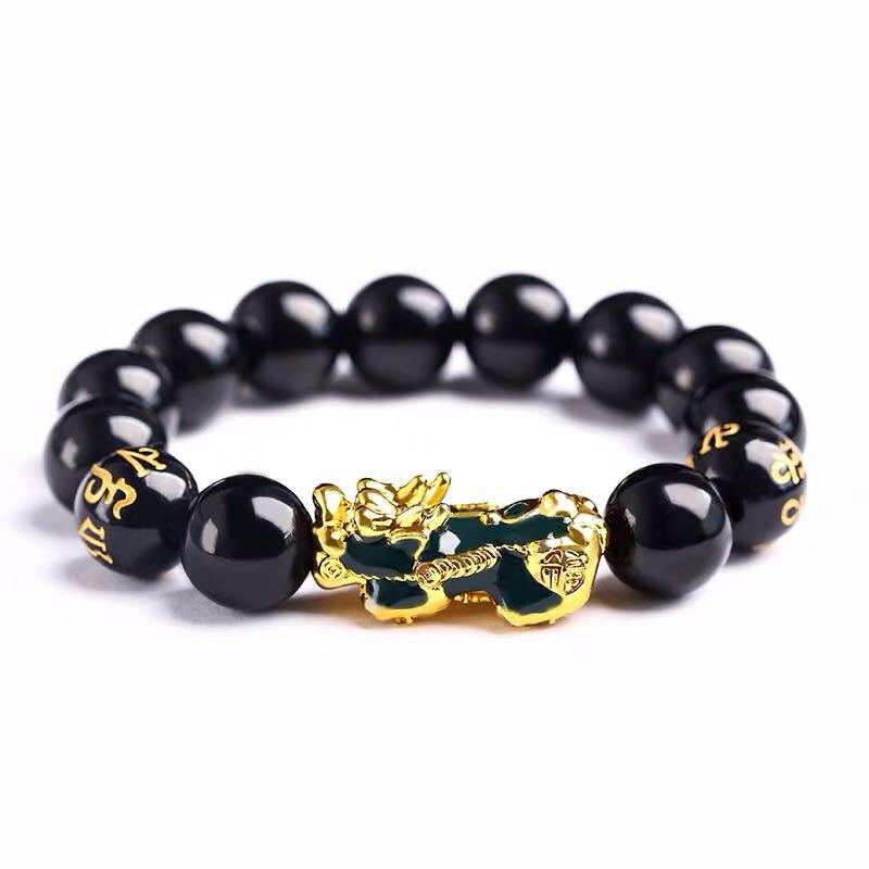 Feng Shui Men's Lucky Prayer Beads Bracelet for Men Women Wristband Gold Color Pixiu Wealth and Good Luck Changing Bracelets