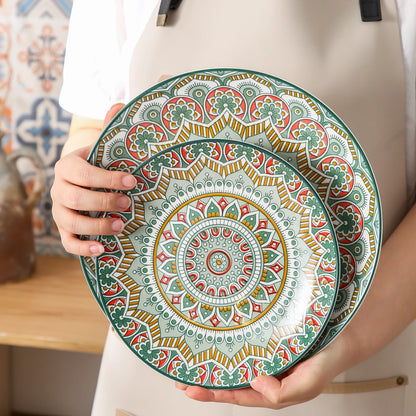 vancasso 16/32/48-PCS Ceremic Plate Porcelain Dinnerware Set Bohemian Mandala Patterned with Dinner Plate,Dessert Plate,Bowl,Mug