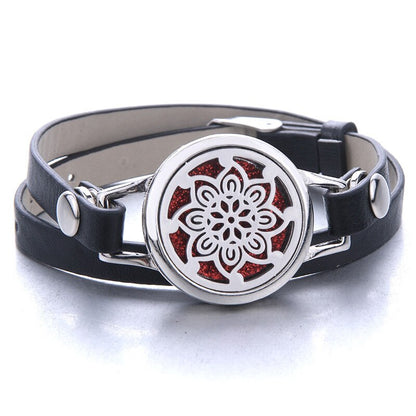 Tree of Life Aromatherapy Jewelry Essential Oil Diffuser Locket Leather Bracelet Magnet Stainless Steel Perfume Aroma Bracelet