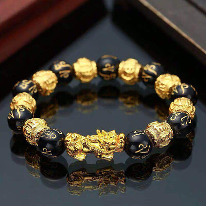 Feng Shui Men's Lucky Prayer Beads Bracelet for Men Women Wristband Gold Color Pixiu Wealth and Good Luck Changing Bracelets