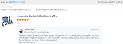 Trustfire T70 Hunting Flashlight 18650 2300lm LED Torch Ultra Powerful Rechargeable Light Tactical Camping Lamp