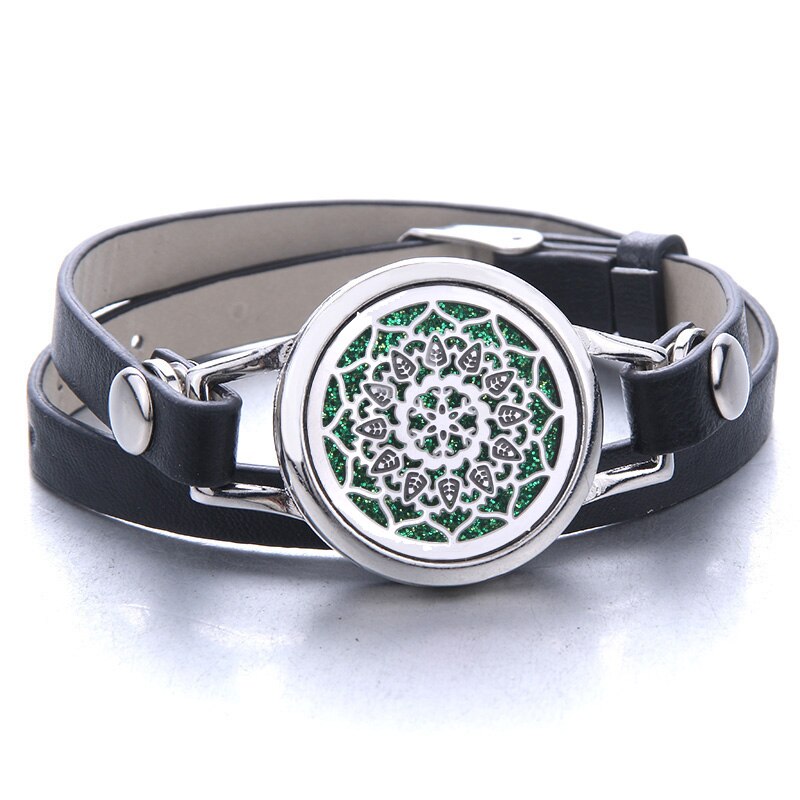 Tree of Life Aromatherapy Jewelry Essential Oil Diffuser Locket Leather Bracelet Magnet Stainless Steel Perfume Aroma Bracelet