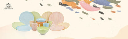 Vancasso Natsuki 16/32/48-Pieces Porcelain Multi-Colour Japanese-style Dinnerware Set with 4*Dinner Plate,Dessert Plate,Bowl,Mug