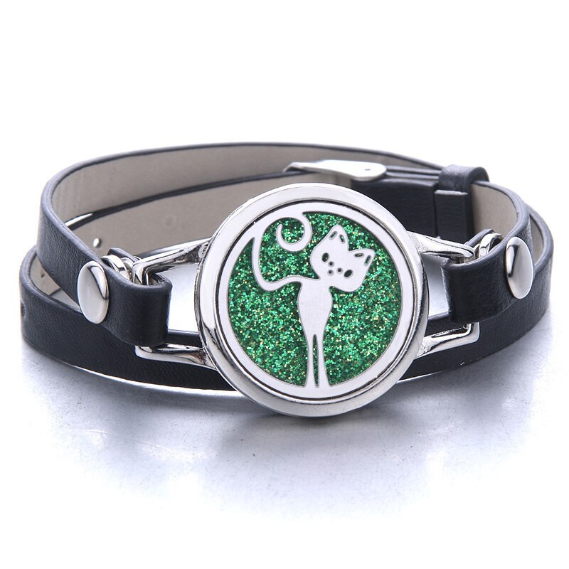 Tree of Life Aromatherapy Jewelry Essential Oil Diffuser Locket Leather Bracelet Magnet Stainless Steel Perfume Aroma Bracelet