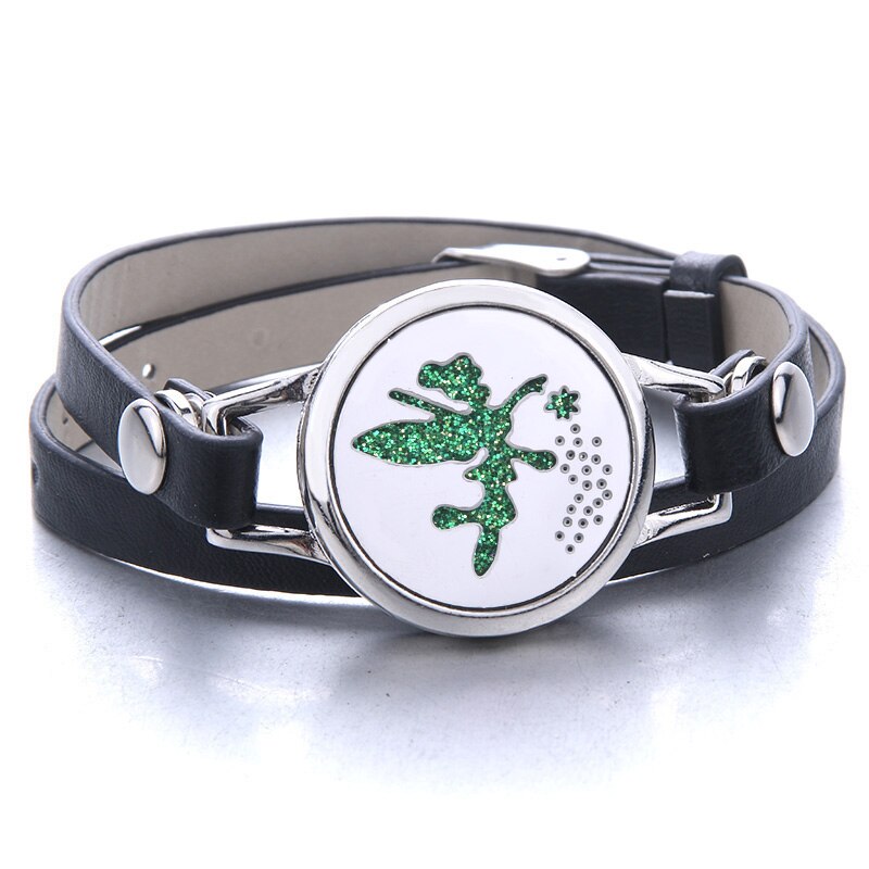 Tree of Life Aromatherapy Jewelry Essential Oil Diffuser Locket Leather Bracelet Magnet Stainless Steel Perfume Aroma Bracelet