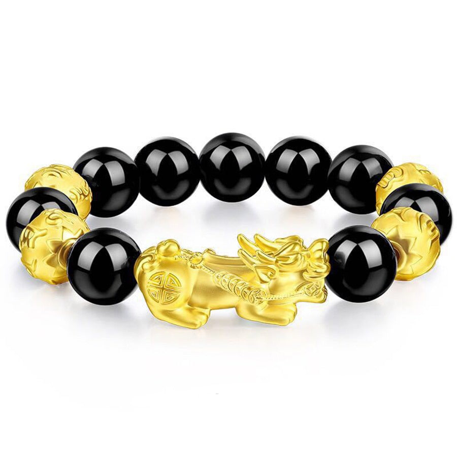 Feng Shui Men's Lucky Prayer Beads Bracelet for Men Women Wristband Gold Color Pixiu Wealth and Good Luck Changing Bracelets