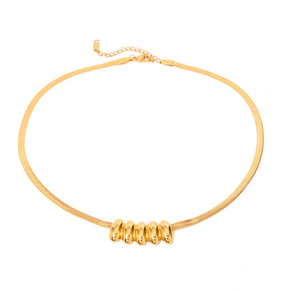 18K Gold Stainless Steel Glossy Small Waist Oval Necklace